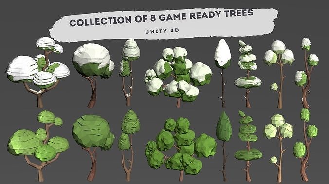 Low-Poly Trees Pack Low-poly 3D model