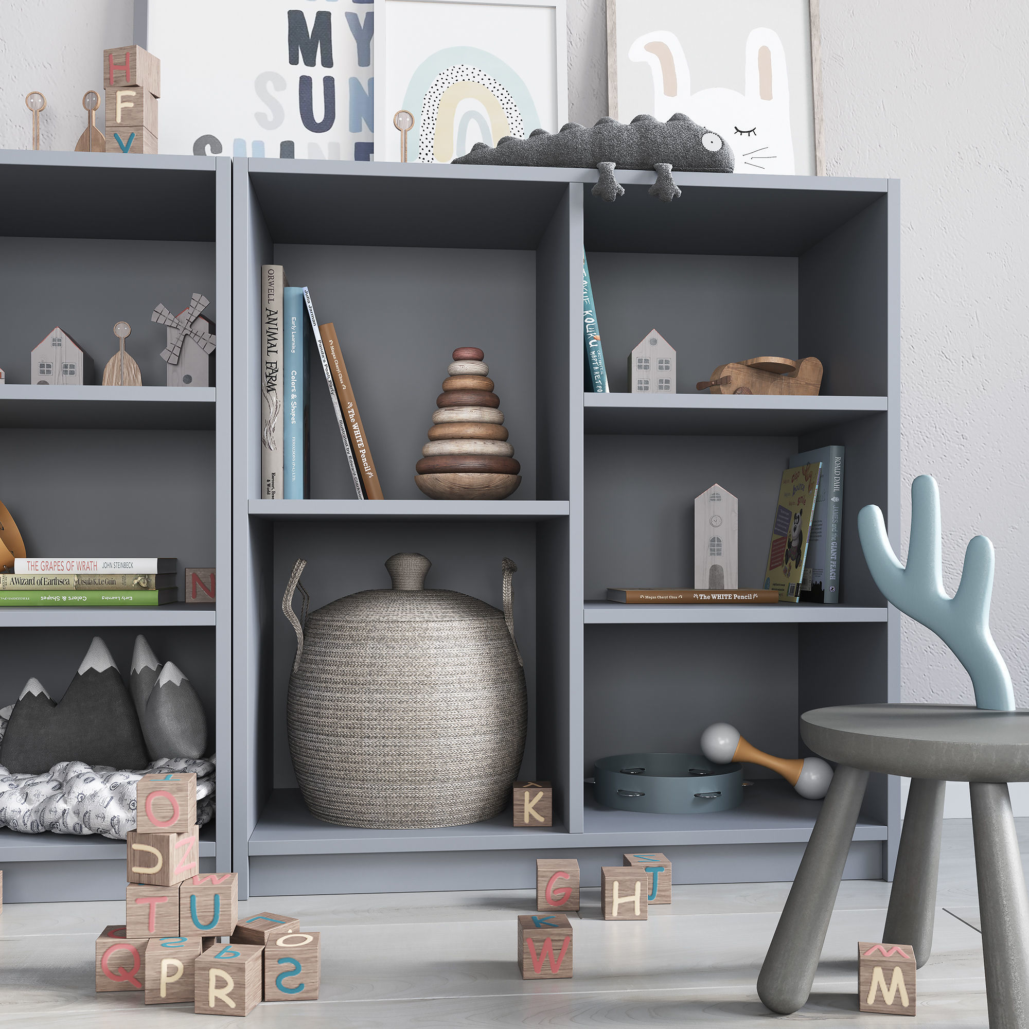 A large set of decor for a nursery in calm colors 3D model_4