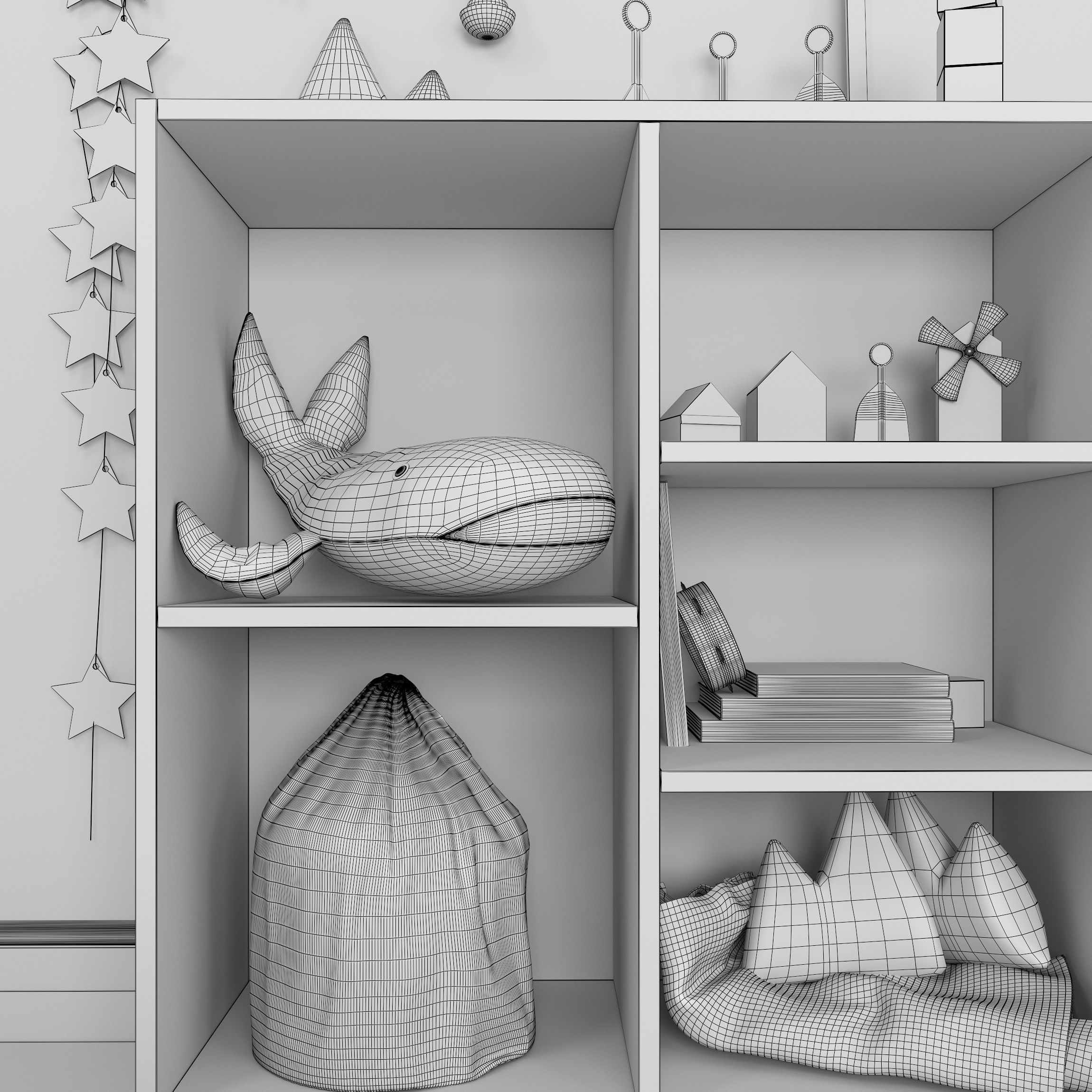 A large set of decor for a nursery in calm colors 3D model_15