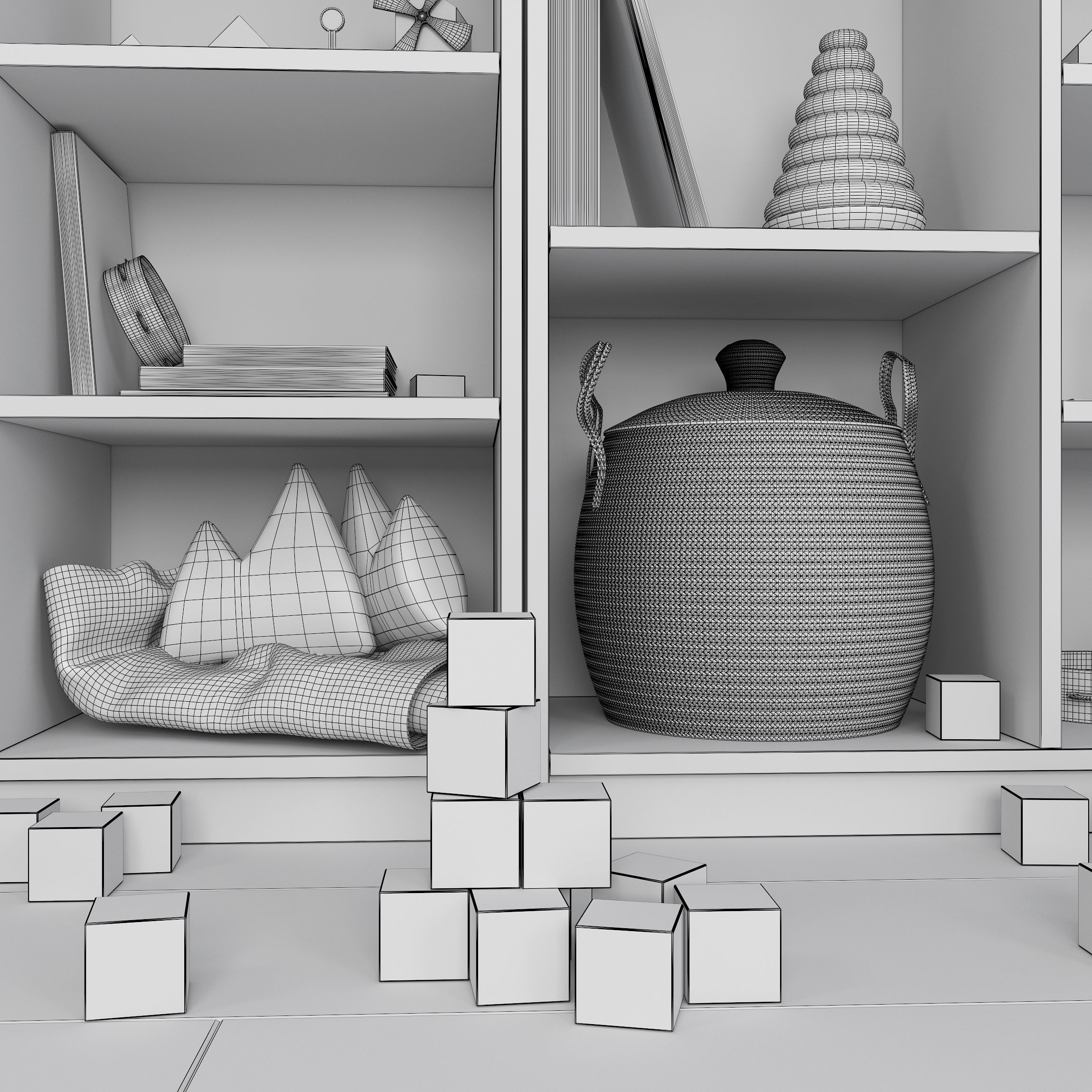 A large set of decor for a nursery in calm colors 3D model_18