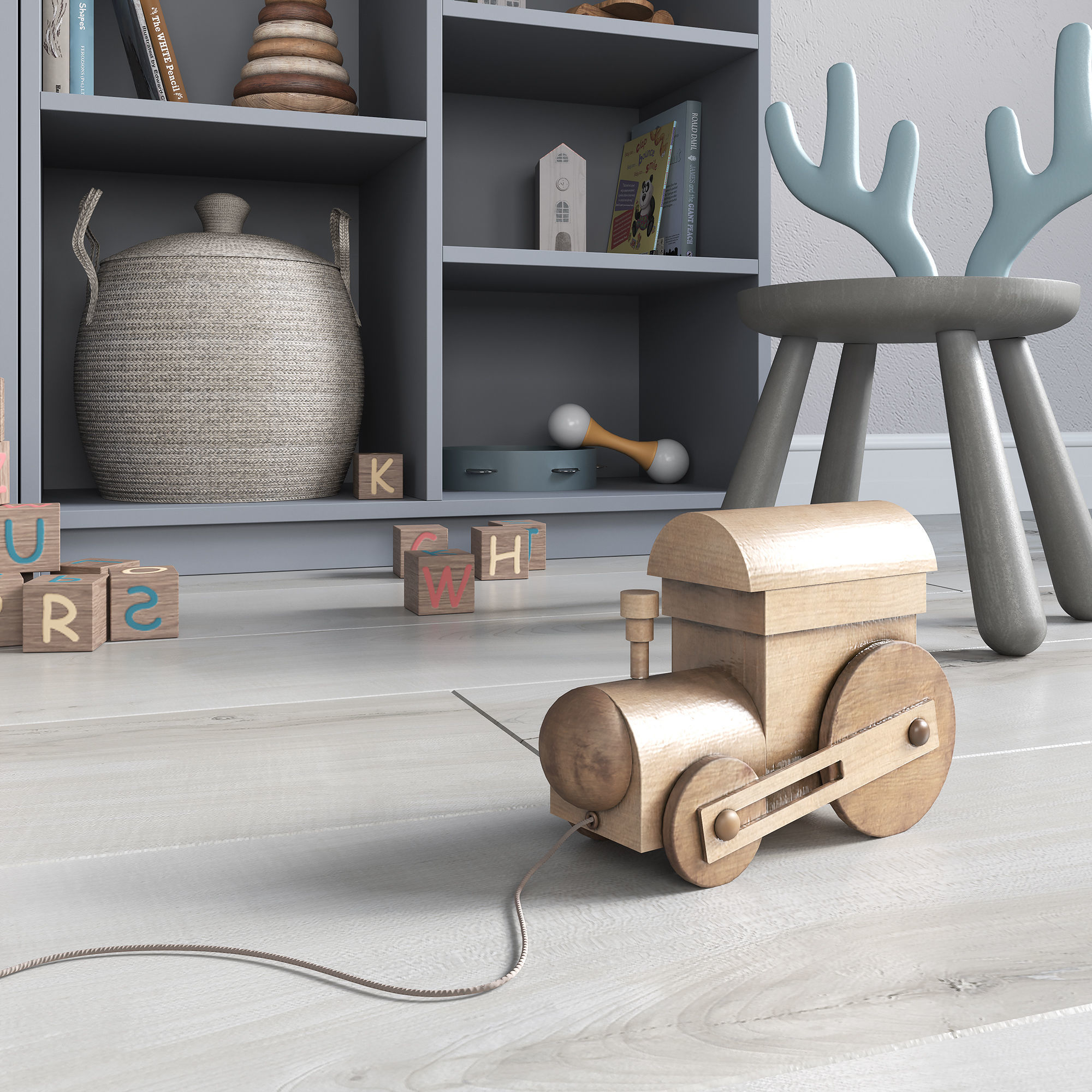 A large set of decor for a nursery in calm colors 3D model_5