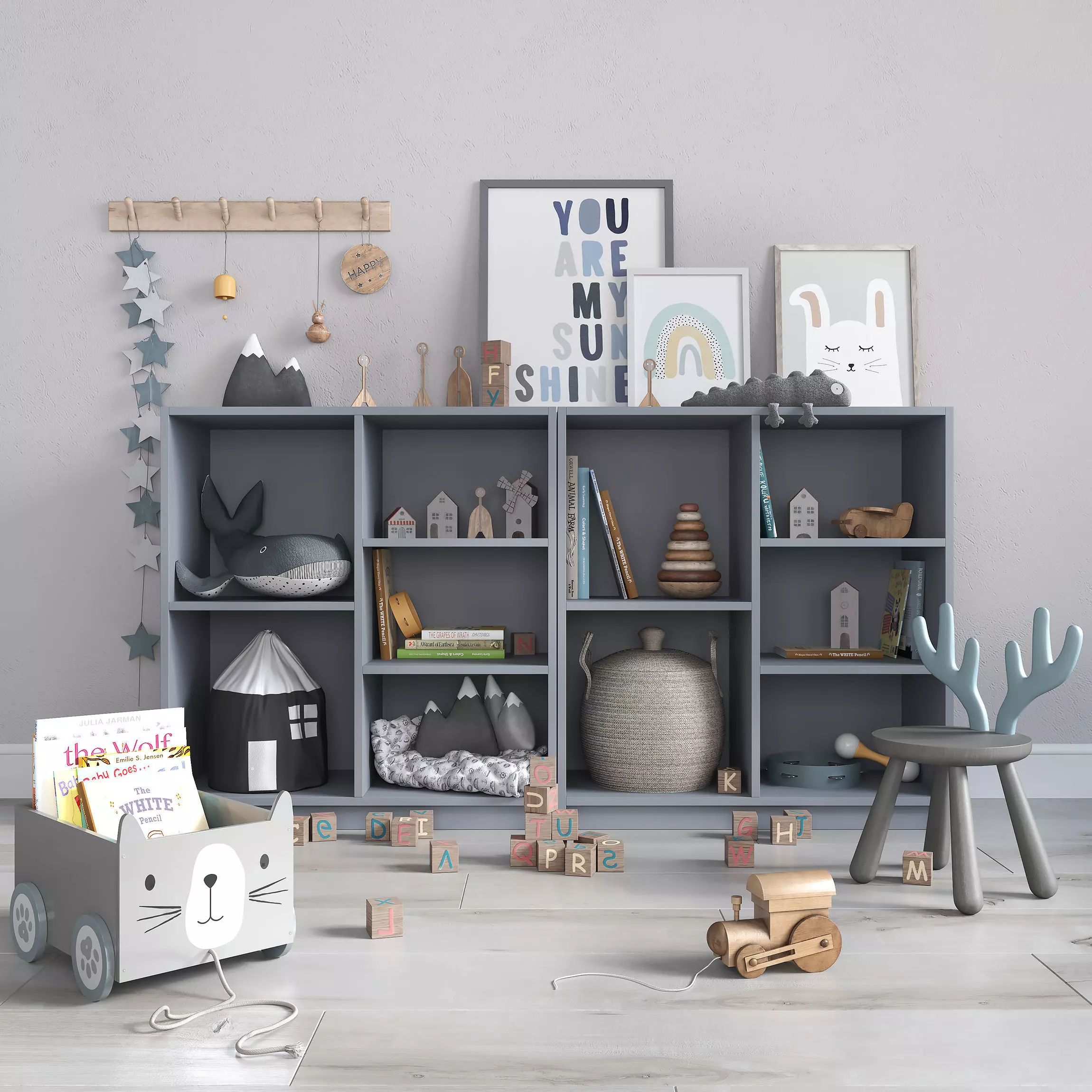 A large set of decor for a nursery in calm colors 3D model_0