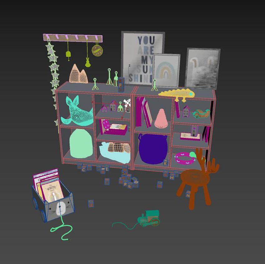 A large set of decor for a nursery in calm colors 3D model_21