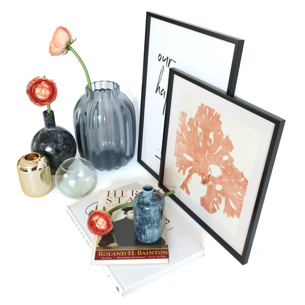 Ranunculus decorative set Free 3D model_7