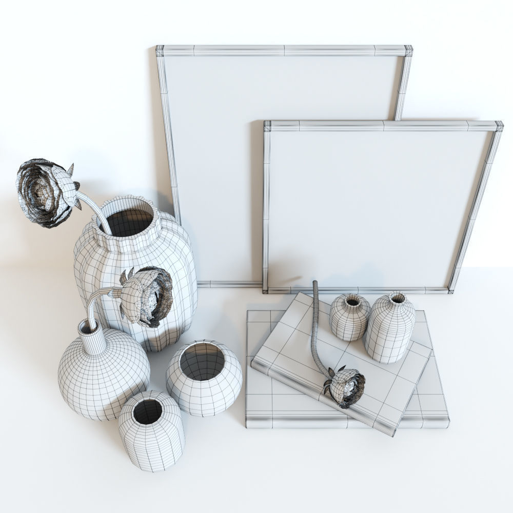 Ranunculus decorative set Free 3D model_10