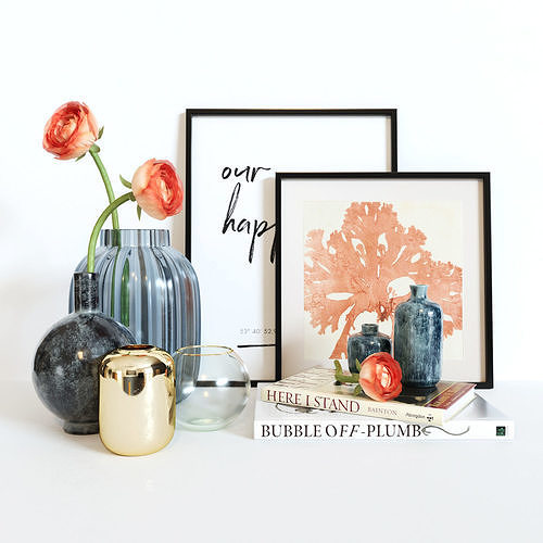Ranunculus decorative set Free 3D model