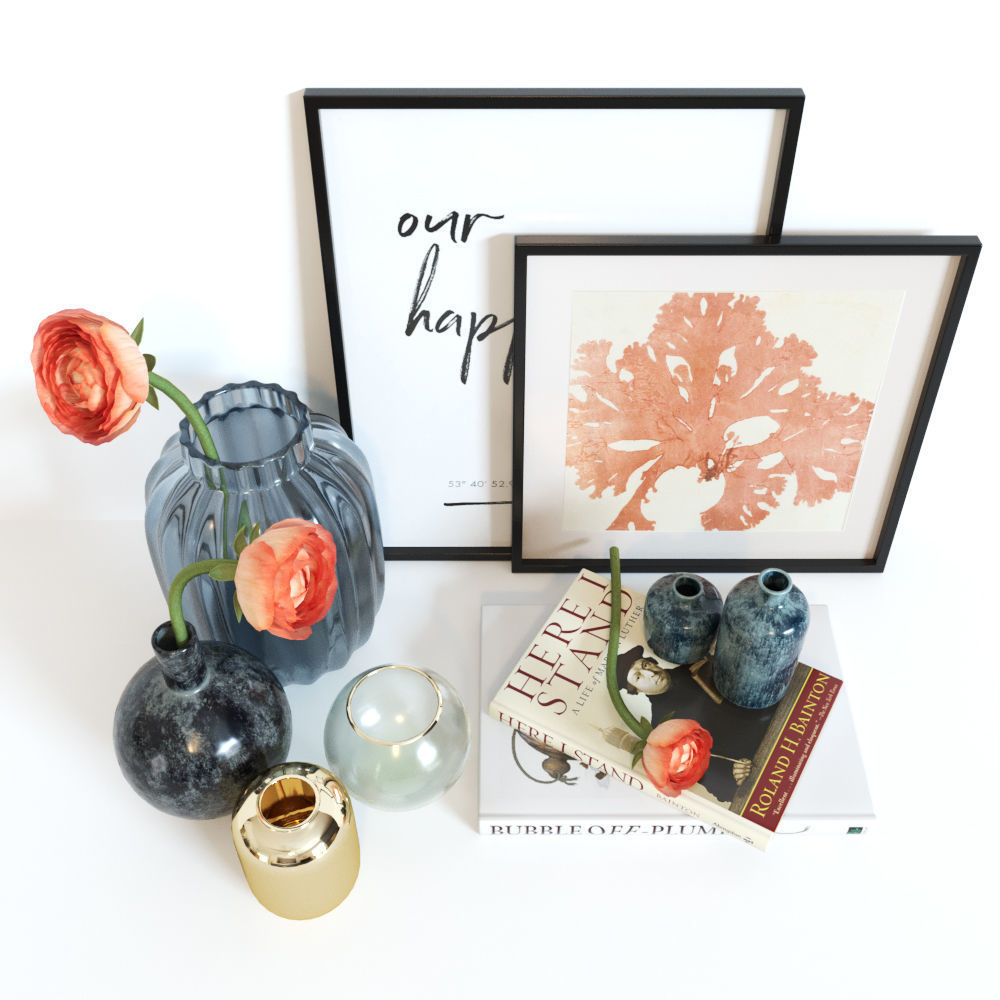 Ranunculus decorative set Free 3D model_4