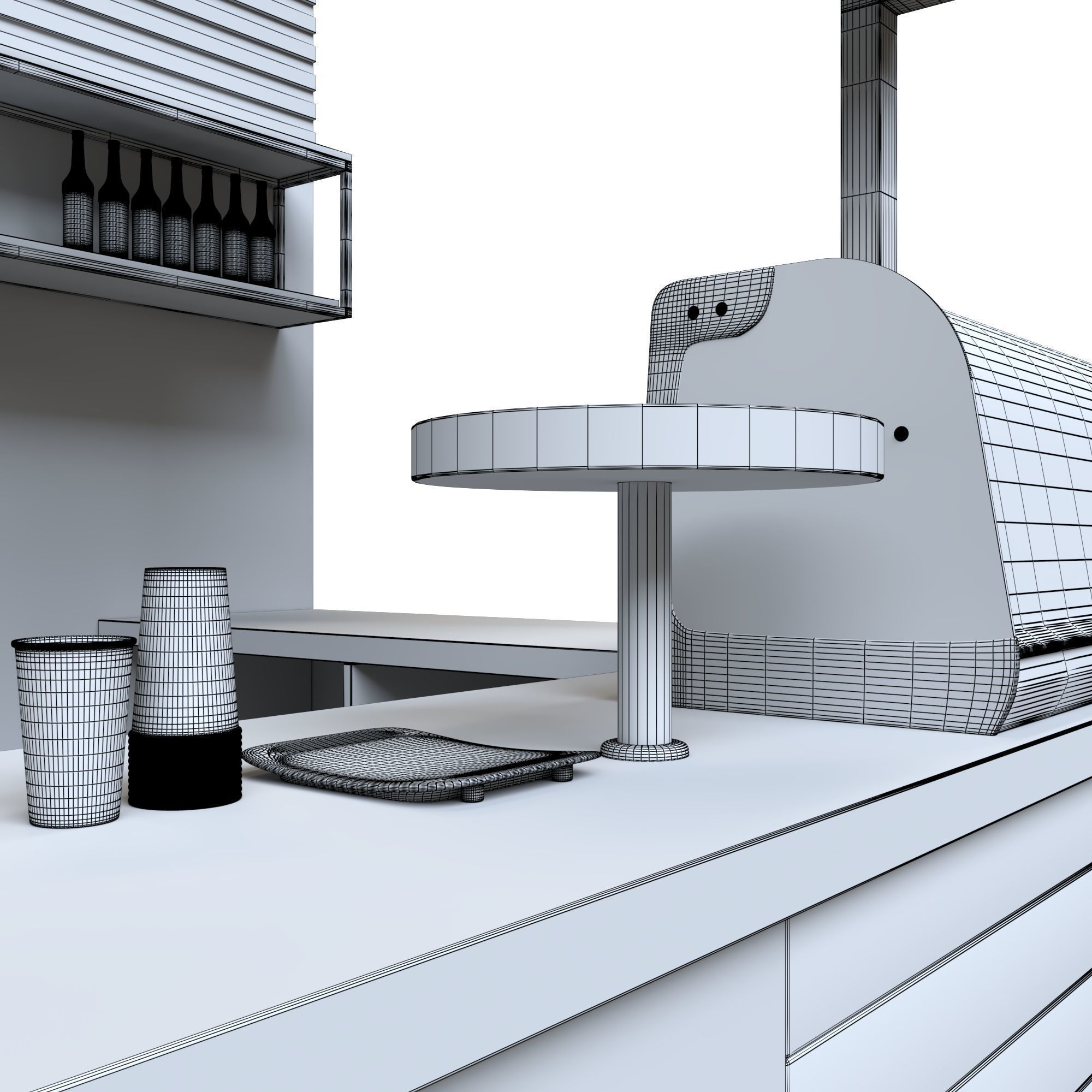 Small cafe bar interior 3D model_5