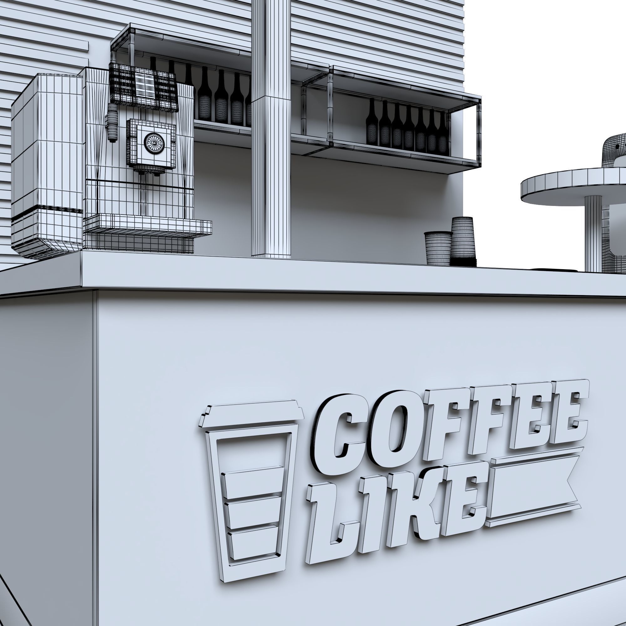 Small cafe bar interior 3D model_7