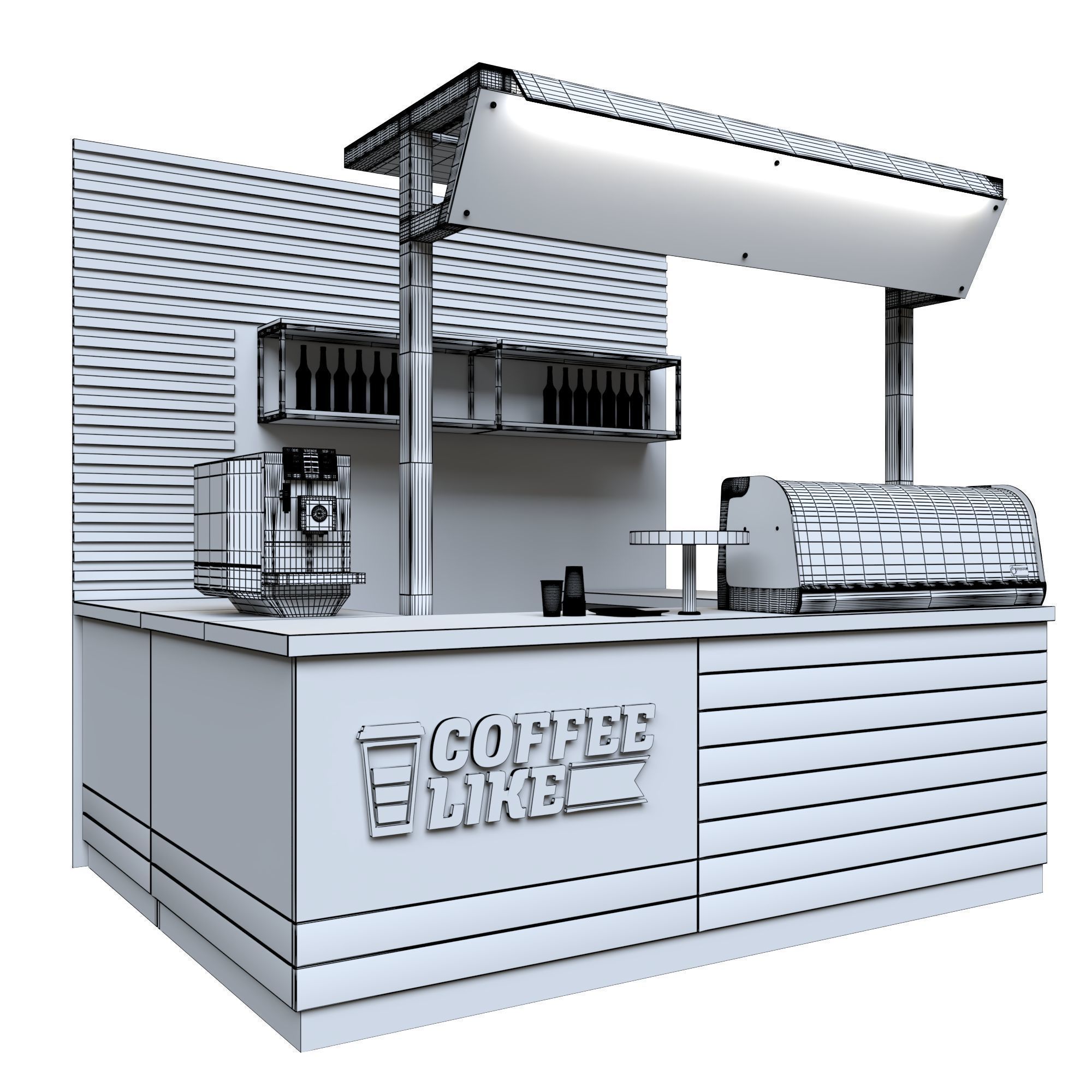 Small cafe bar interior 3D model_1