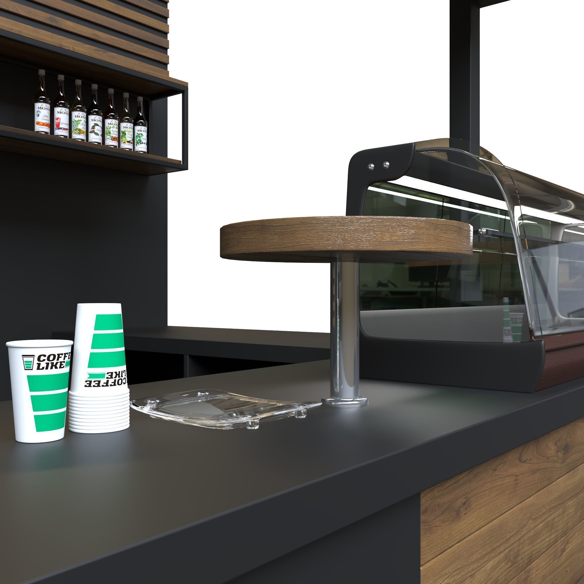 Small cafe bar interior 3D model_4