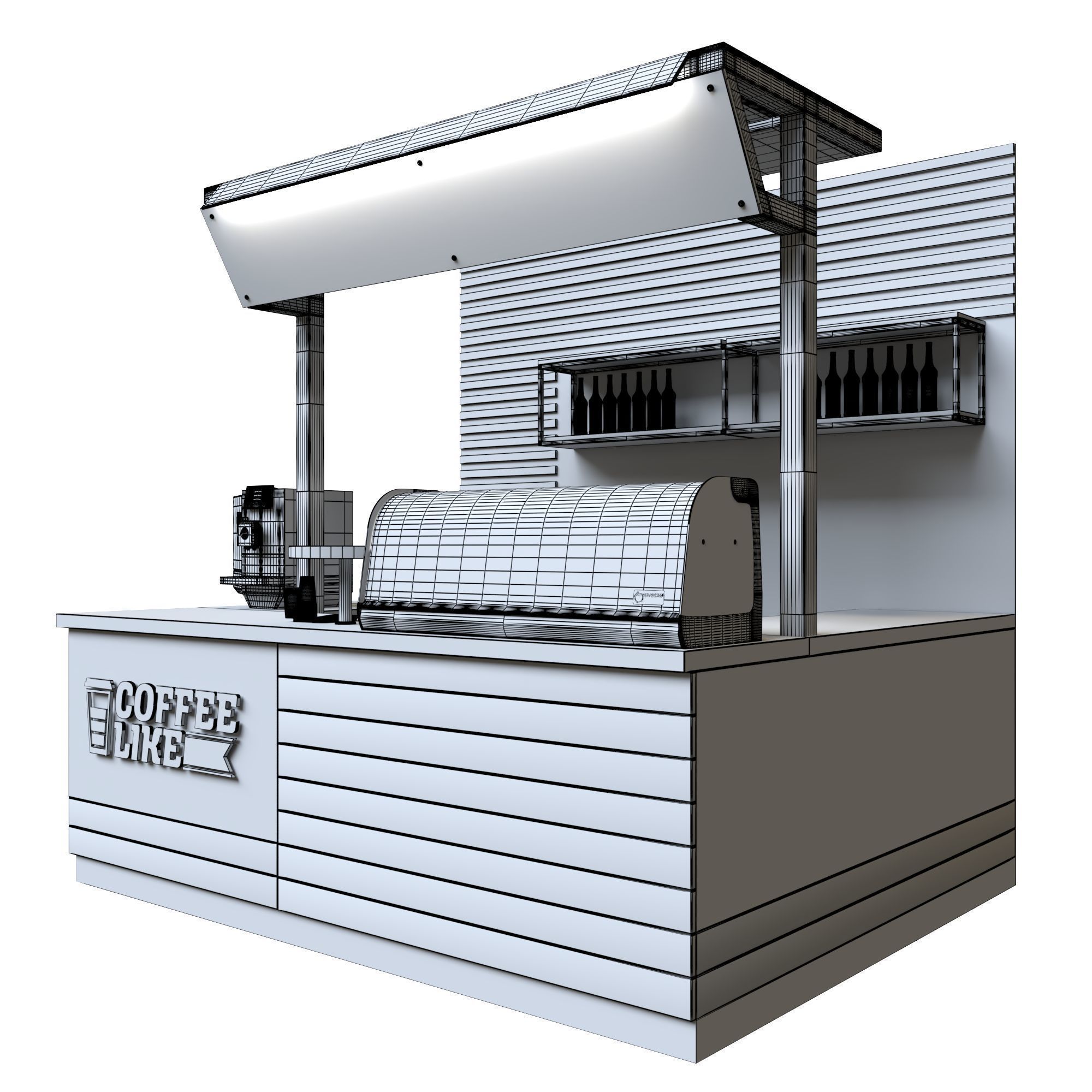 Small cafe bar interior 3D model_3