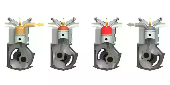 Internal Combustion Engine Infographic 3D model