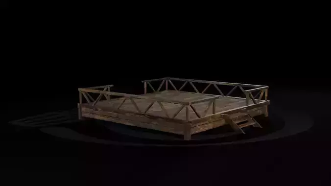 AAA Medieval Primal Jungle Wooden Platform 01 R Low-poly 3D model