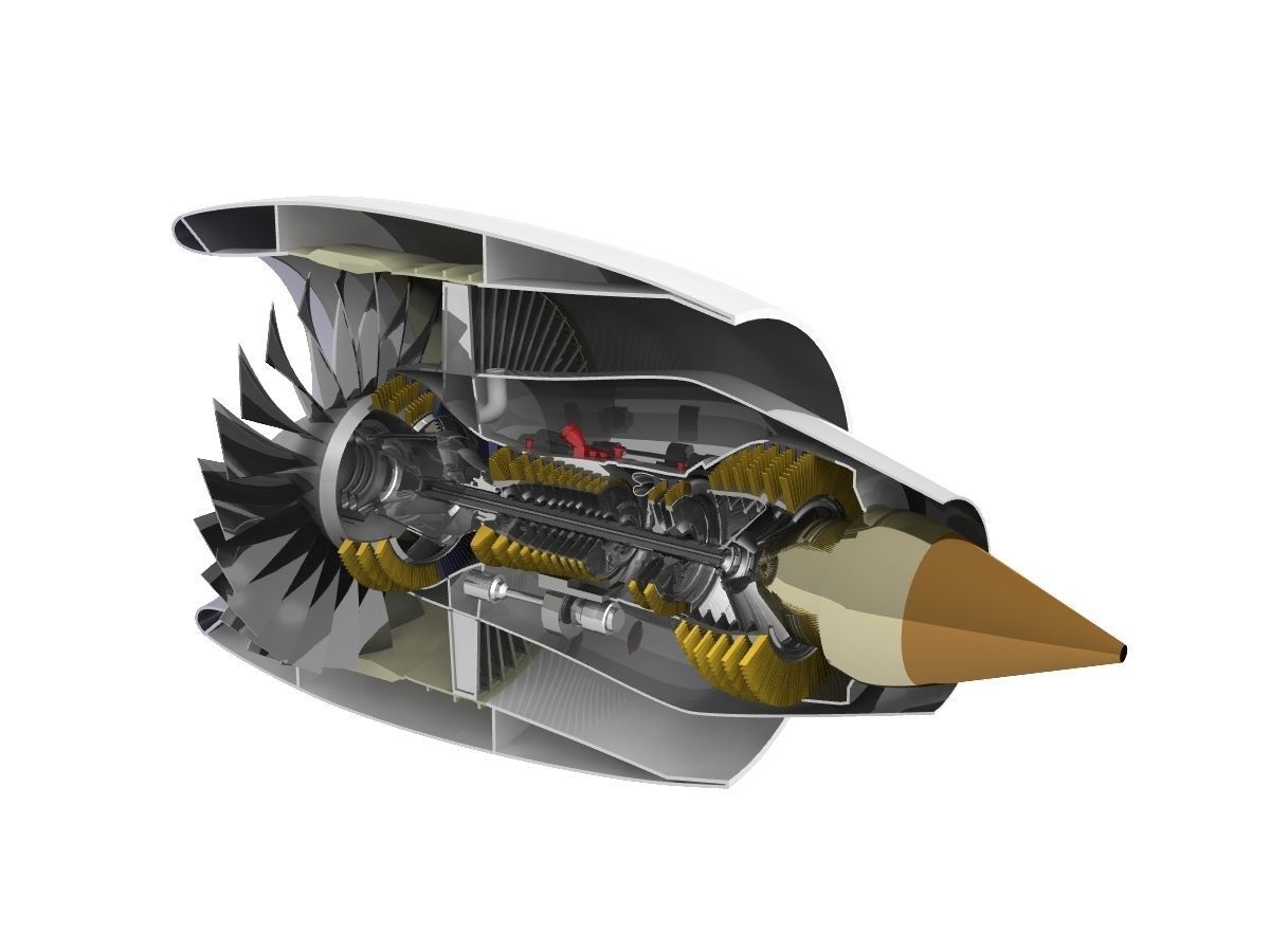 Turbofan cutaway 3D model_1