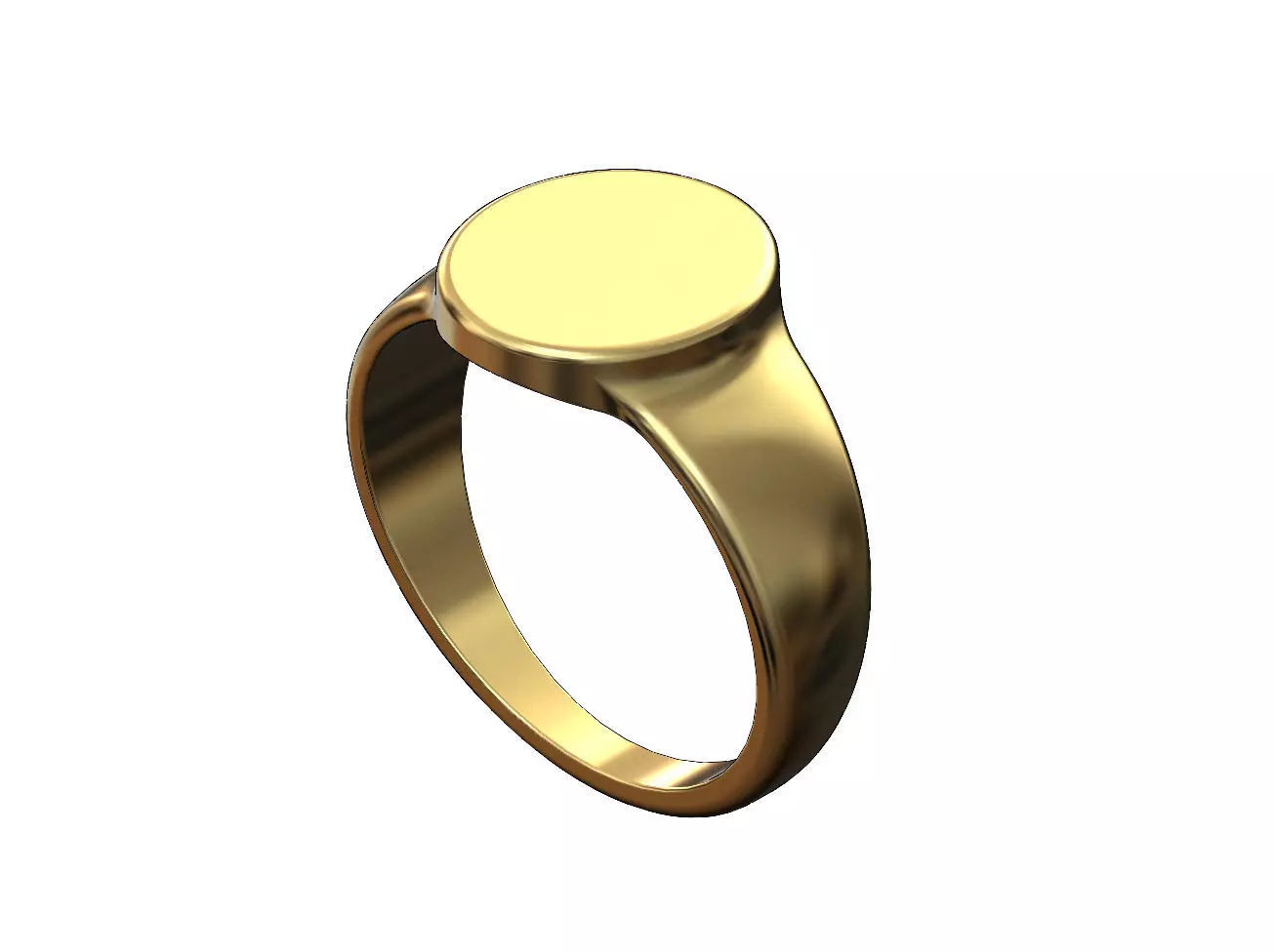 Plain Engravable oval signet ring 3D print model_0