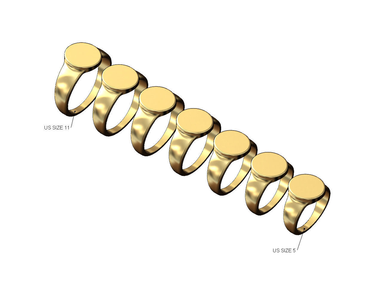 Plain Engravable oval signet ring 3D print model_3