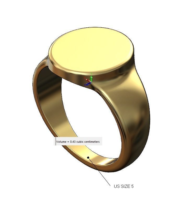 Plain Engravable oval signet ring 3D print model_12