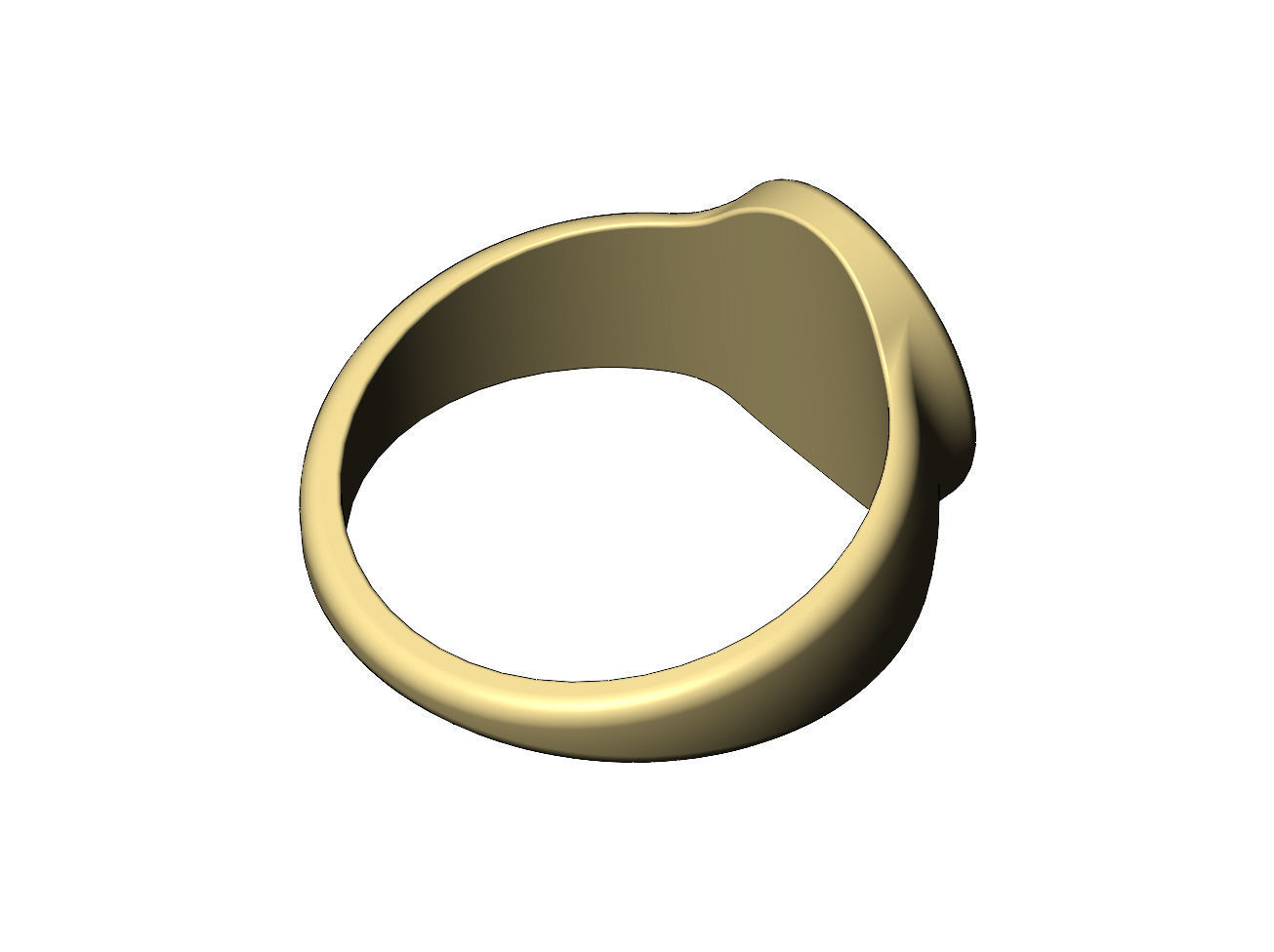 Plain Engravable oval signet ring 3D print model_11