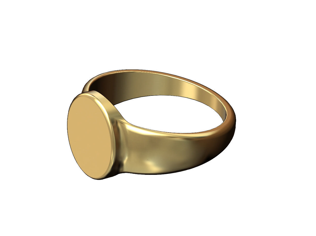 Plain Engravable oval signet ring 3D print model_1