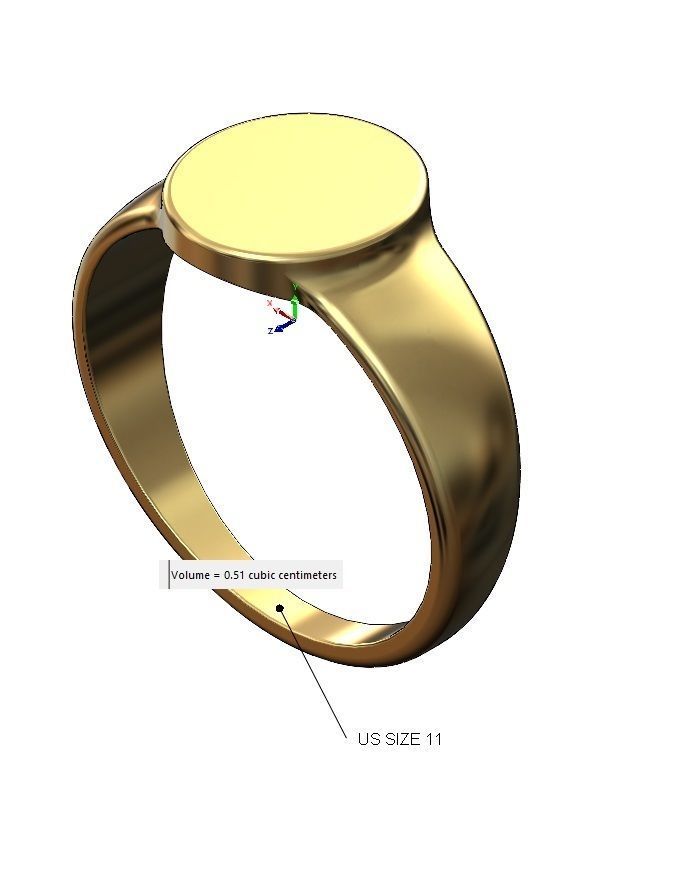 Plain Engravable oval signet ring 3D print model_13