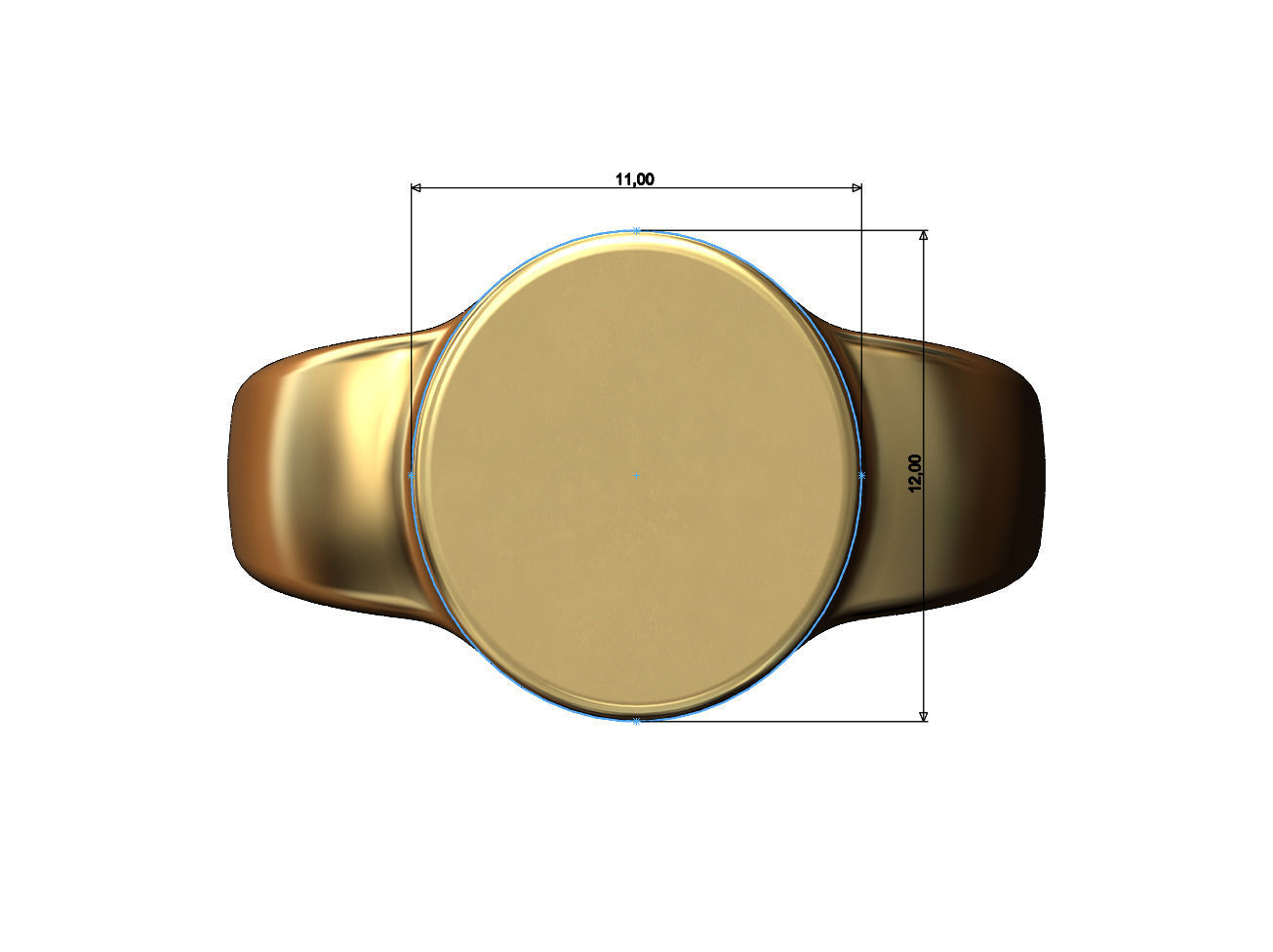 Plain Engravable oval signet ring 3D print model_7