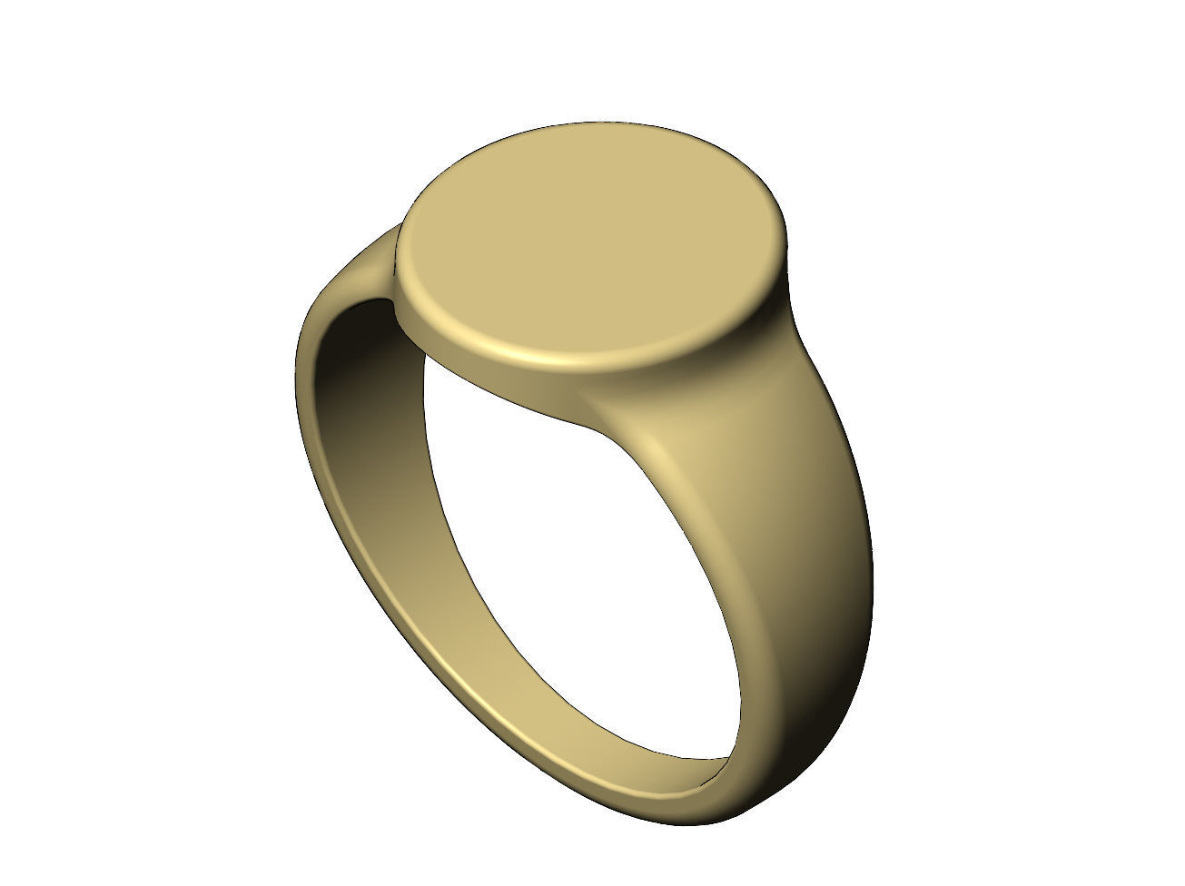 Plain Engravable oval signet ring 3D print model_10