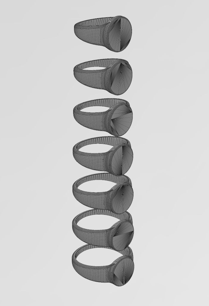 Plain Engravable oval signet ring 3D print model_14