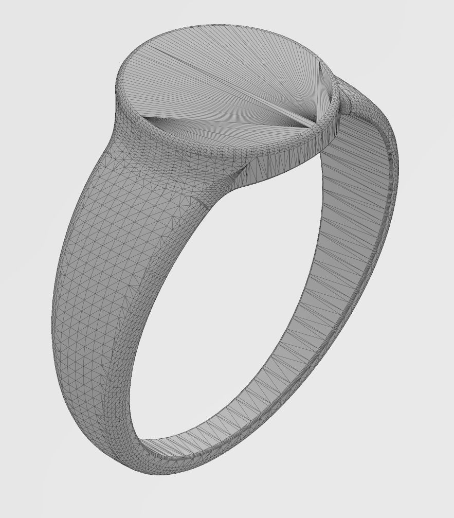 Plain Engravable oval signet ring 3D print model_15