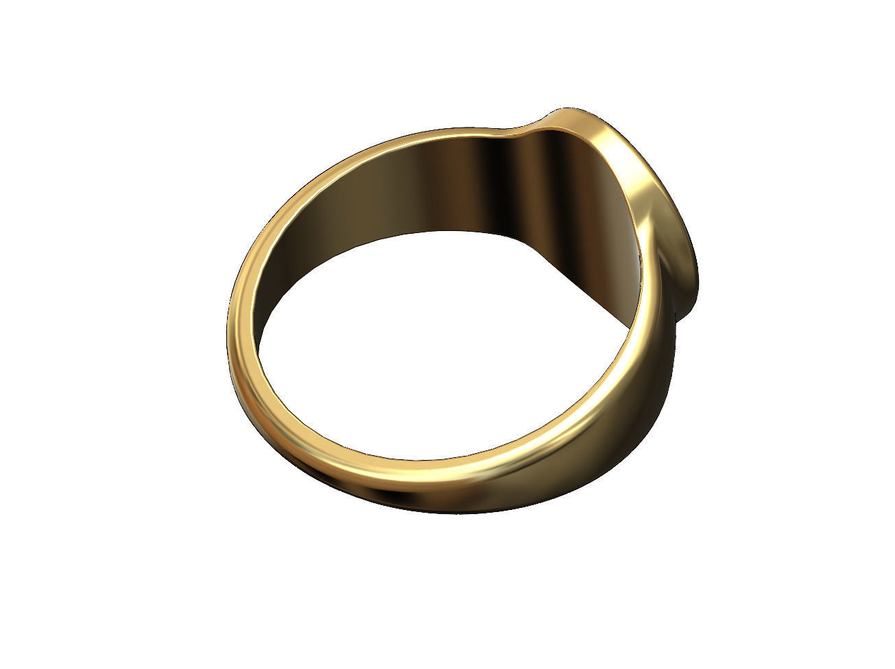 Plain Engravable oval signet ring 3D print model_2