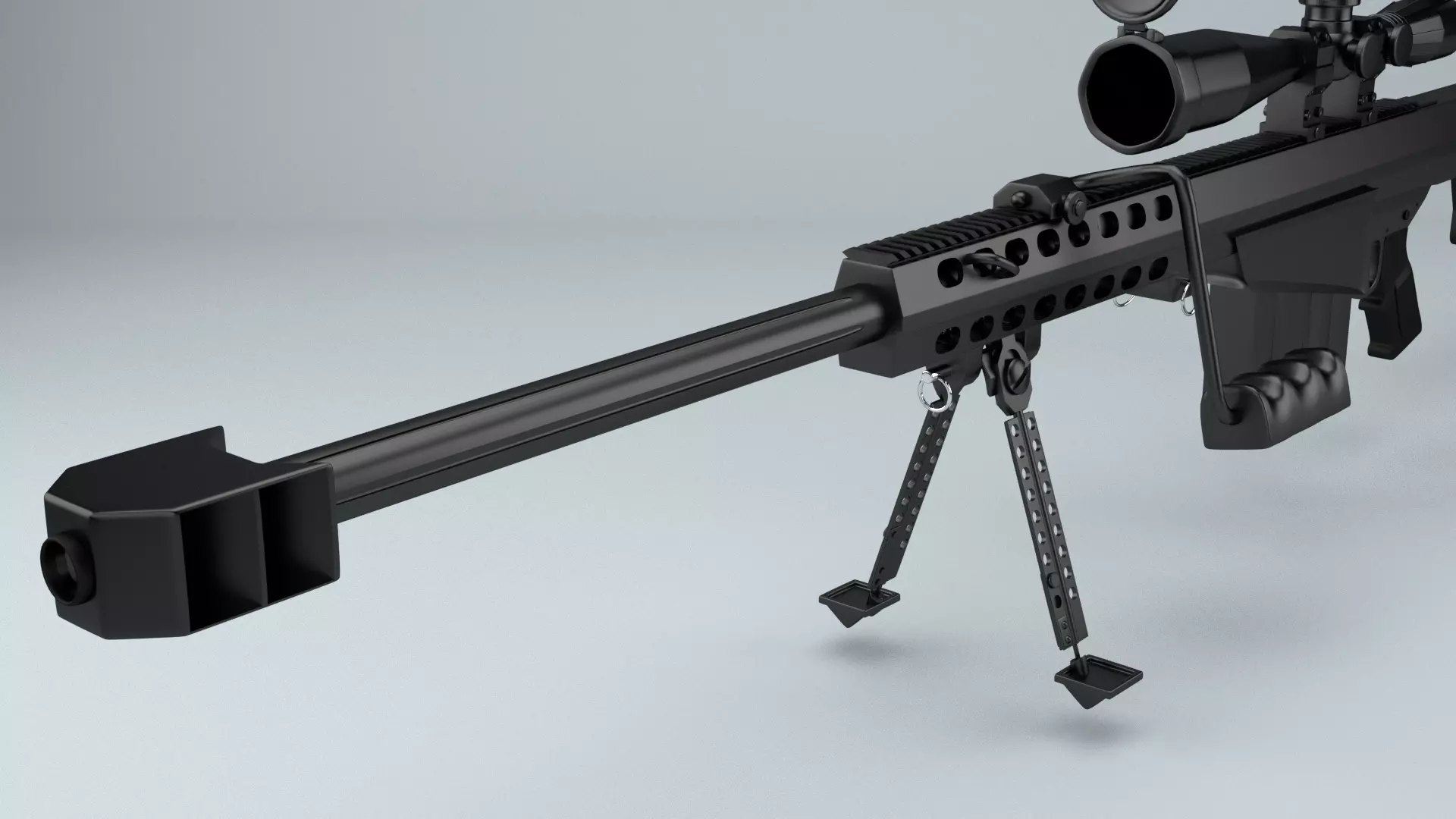 Barrett rifle with scope 3D model