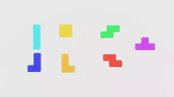 Tetris aqua - letter i in shape of cube