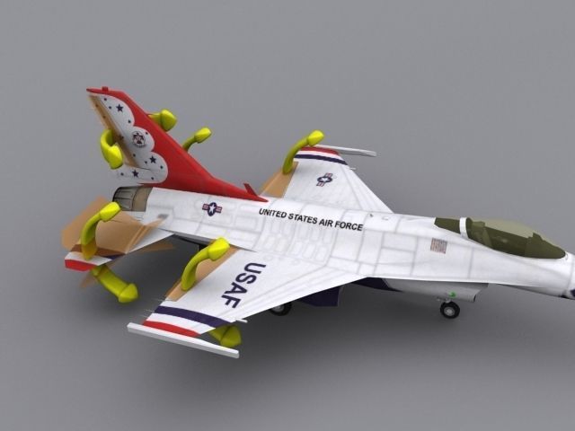 F16 Thunderbird Low-poly 3D model_9