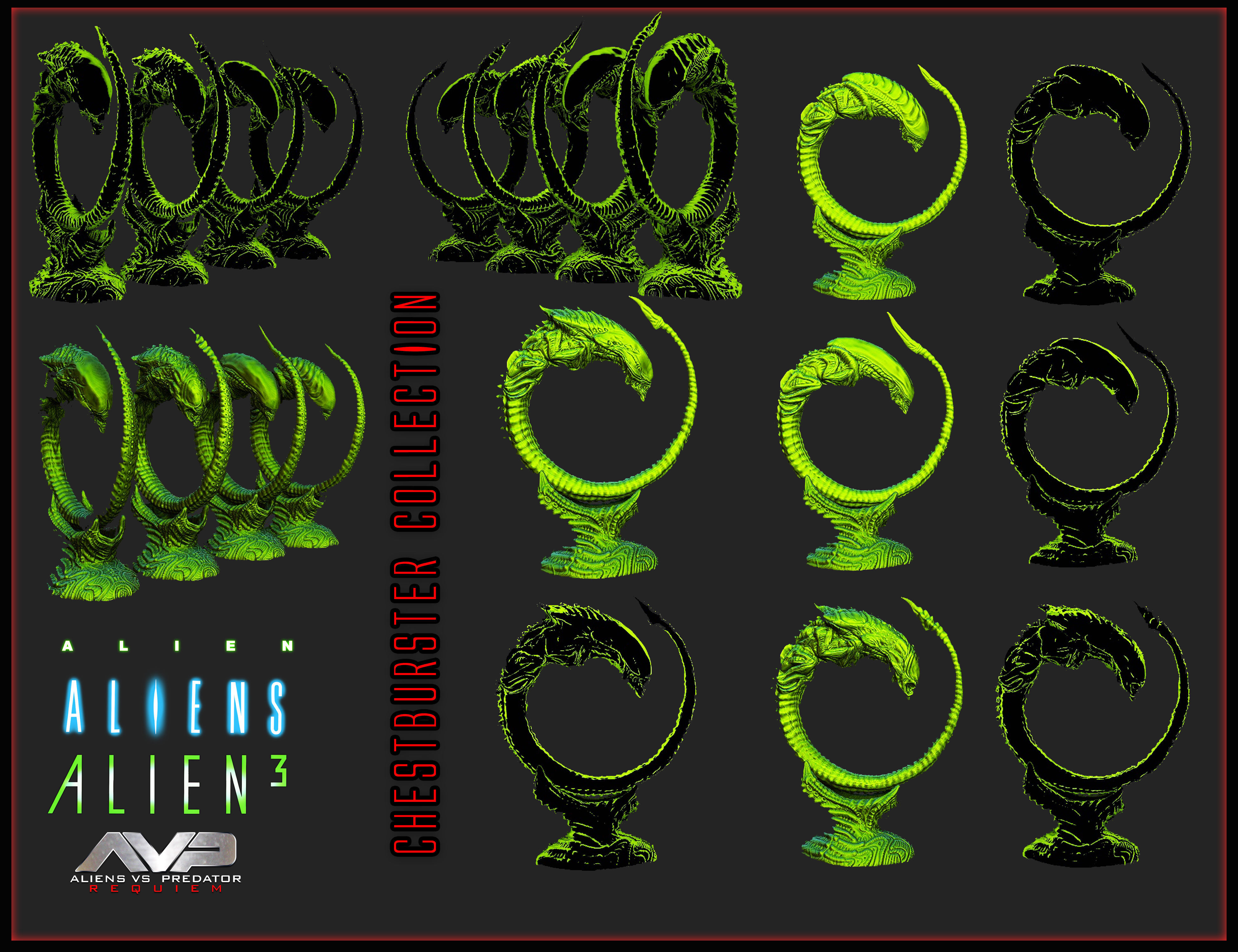 Alien xenomorph Chestburster lot 3D model_1