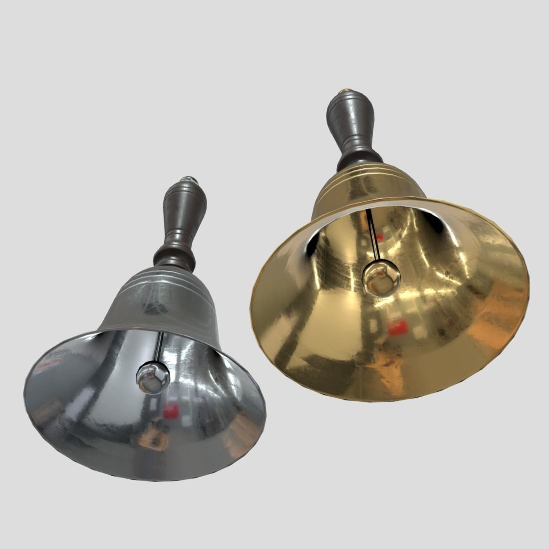 Handbell bell Low-poly 3D model_9