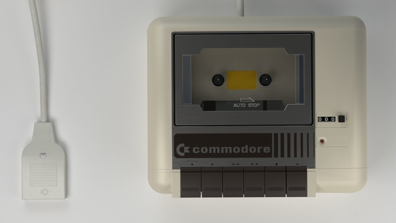 Commodore Datasette 1530 - Tape Drive Low-poly 3D model_13