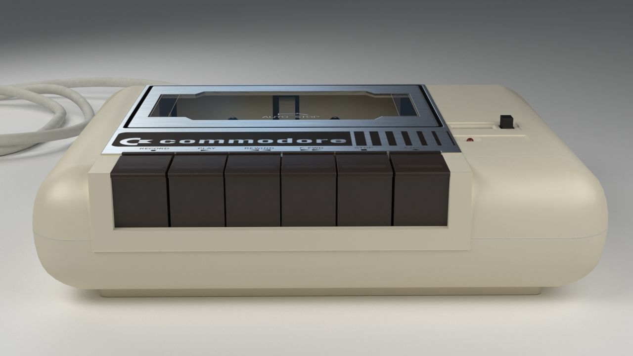 Commodore Datasette 1530 - Tape Drive Low-poly 3D model_11