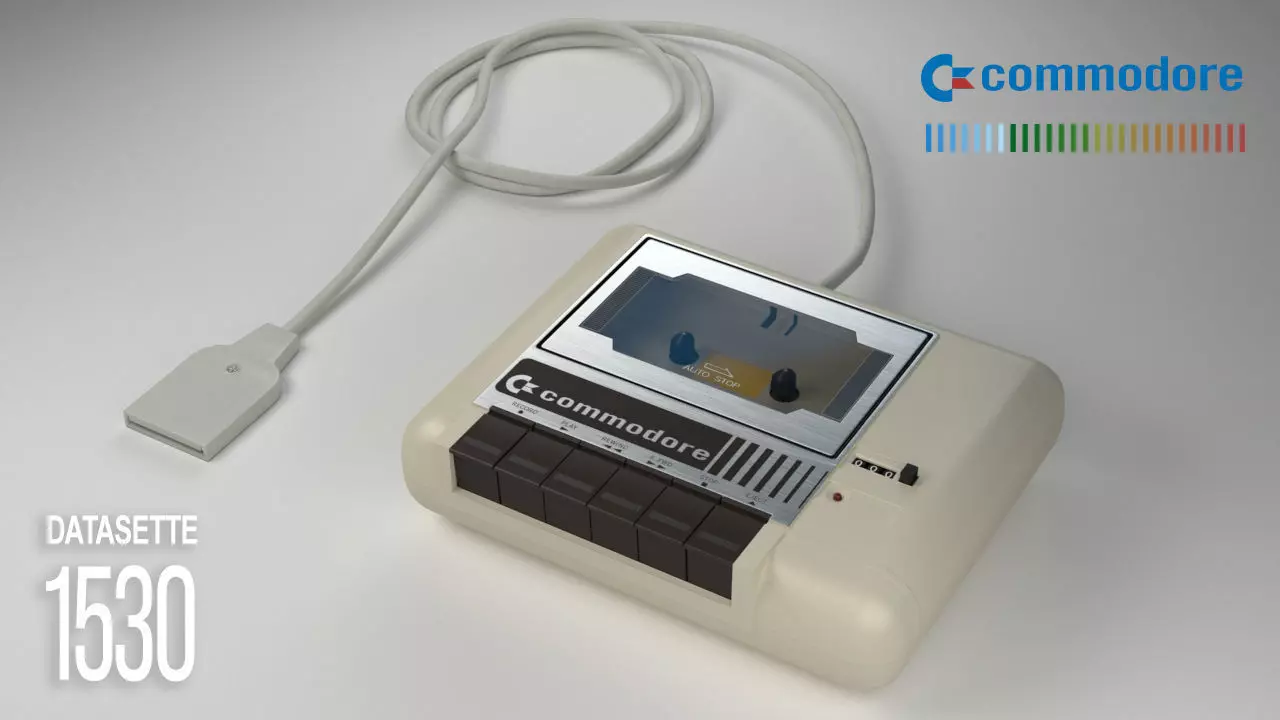 Commodore Datasette 1530 - Tape Drive Low-poly 3D model_0