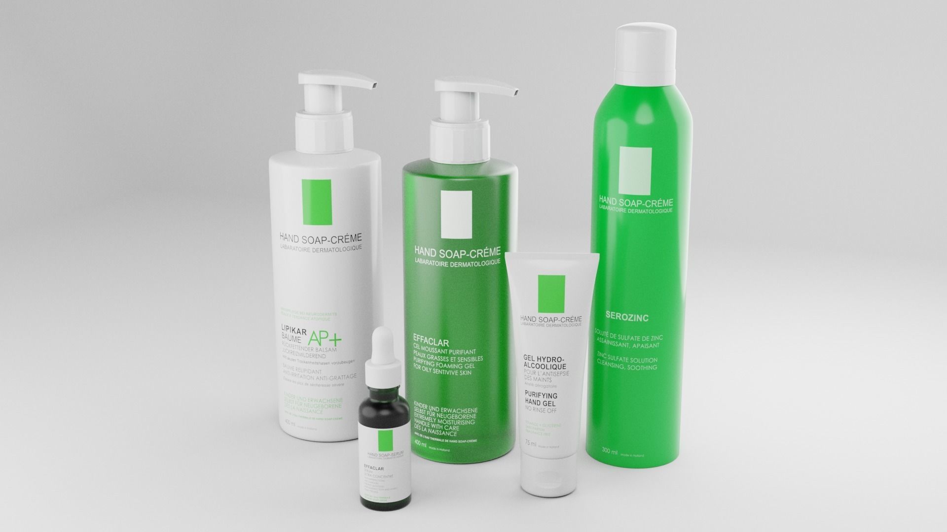 Cosmetic Bottle and Tube Set Low-poly 3D model_1