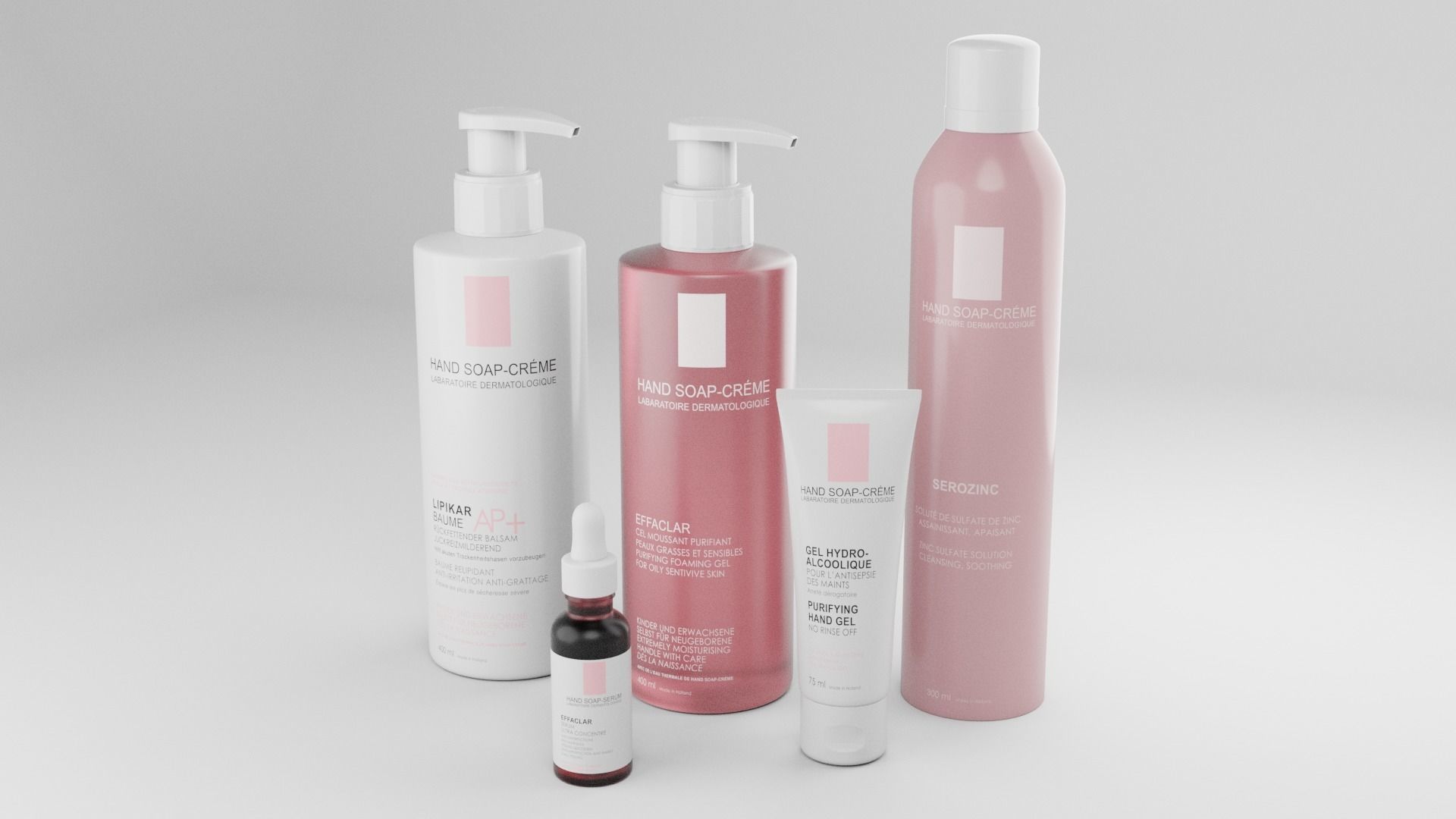 Cosmetic Bottle and Tube Set Low-poly 3D model_2