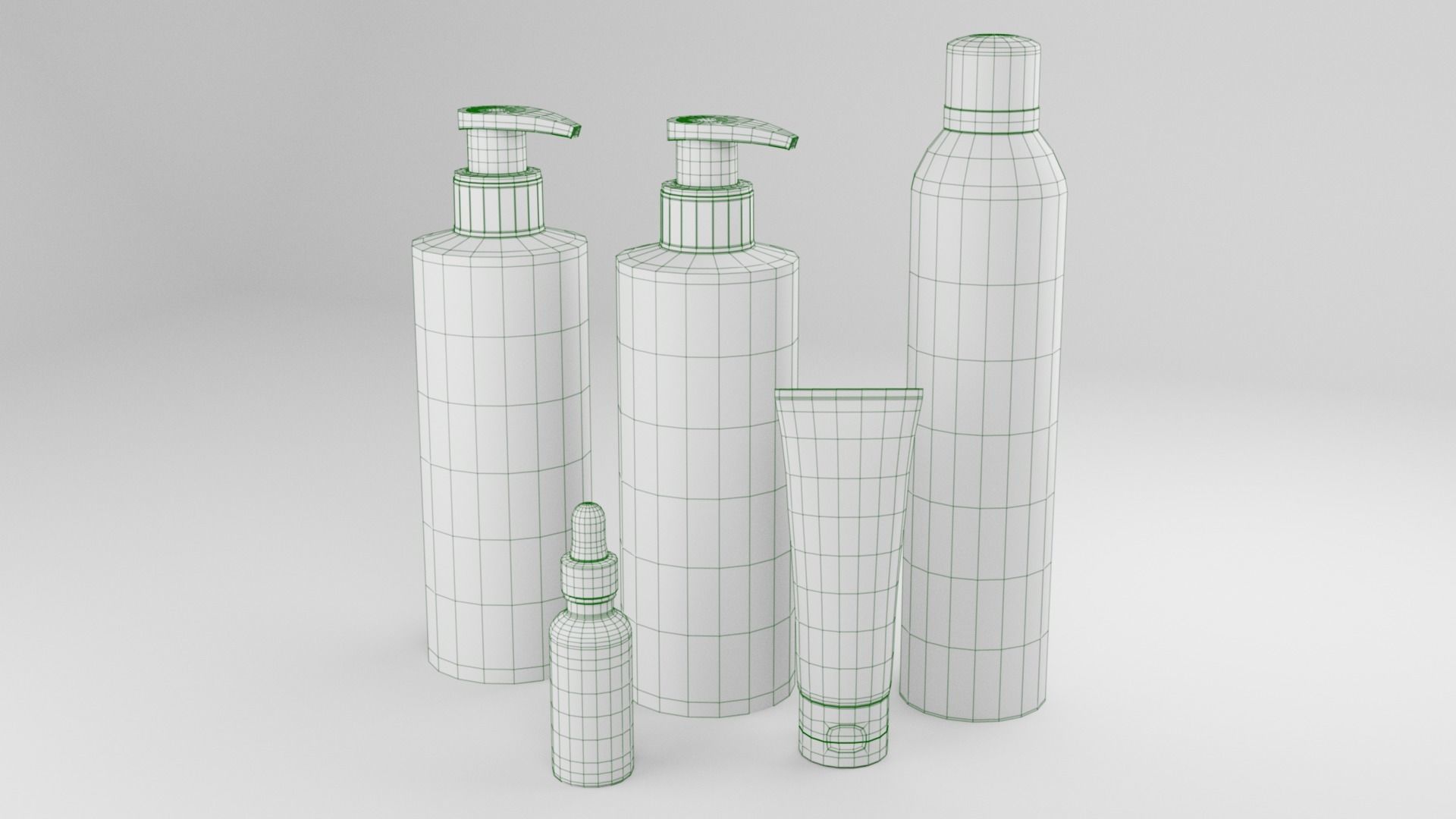 Cosmetic Bottle and Tube Set Low-poly 3D model_42