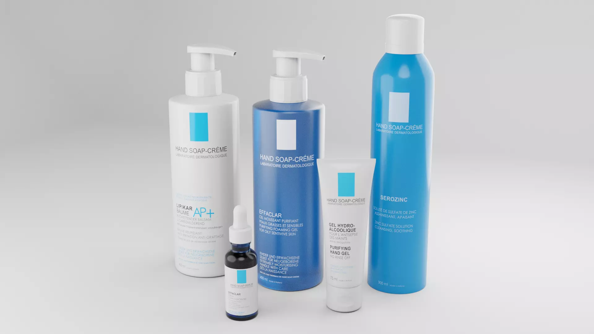 Cosmetic Bottle and Tube Set Low-poly 3D model_0