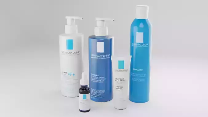 Cosmetic Bottle and Tube Set Low-poly 3D model