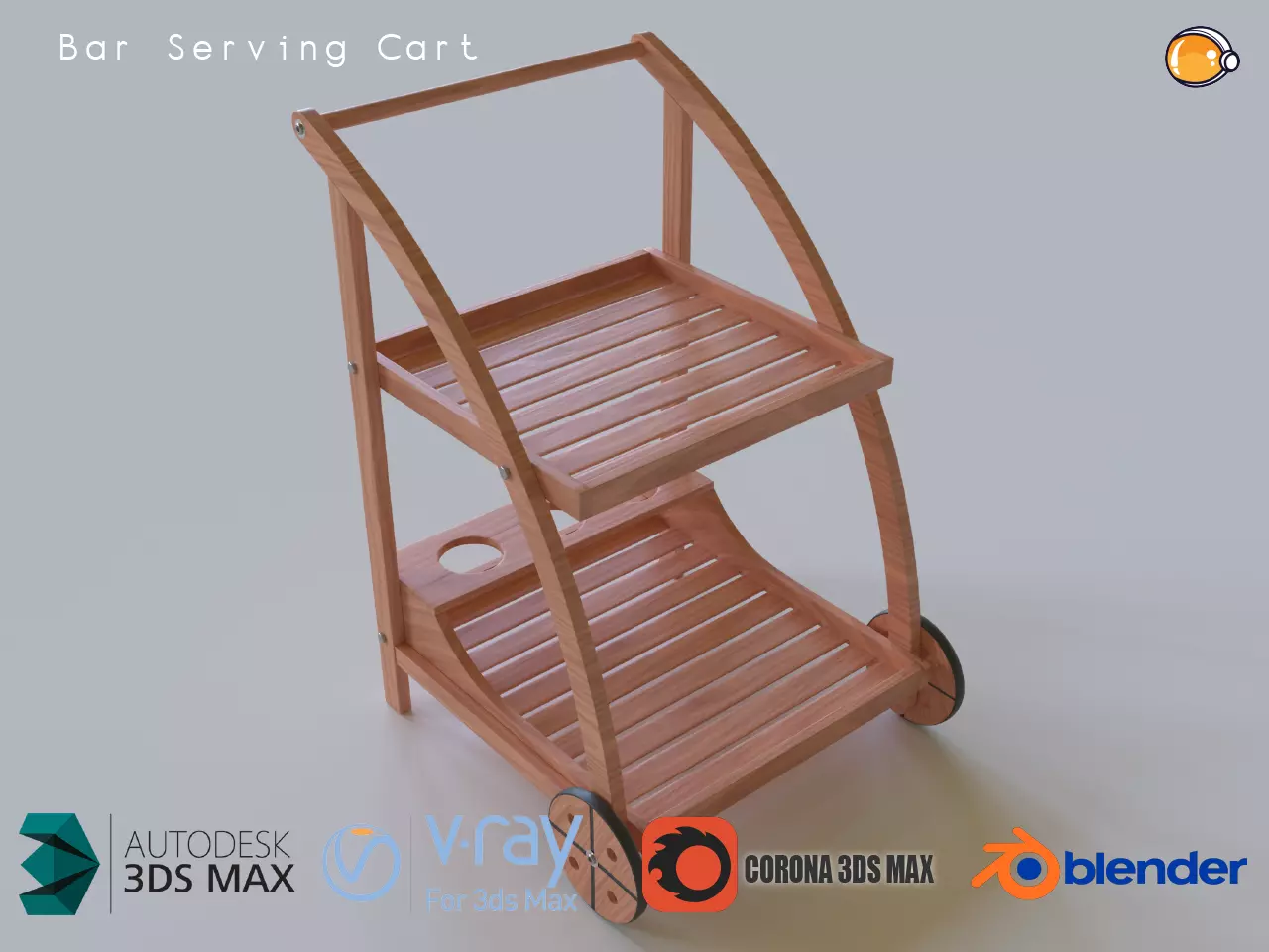 Bar Serving Cart 02 PBR 3D MODEL 3D model_0