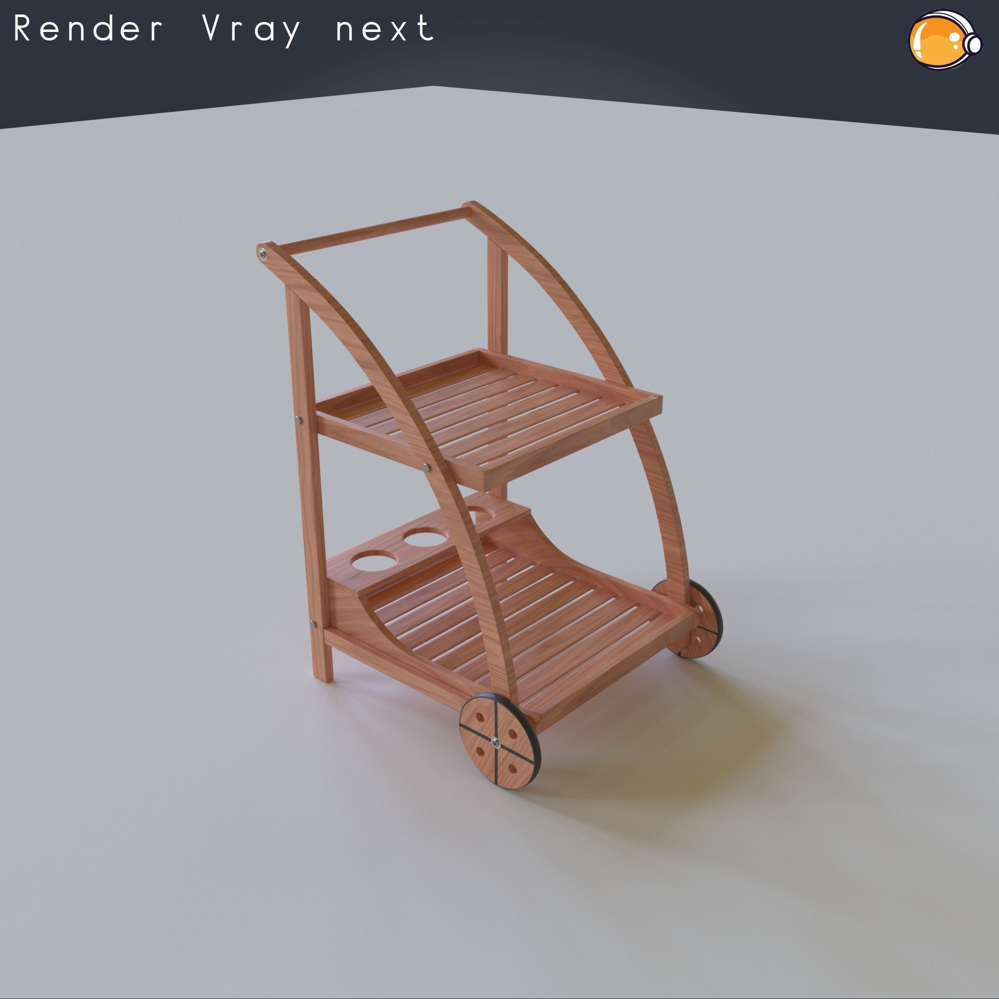 Bar Serving Cart 02 PBR 3D MODEL 3D model_5
