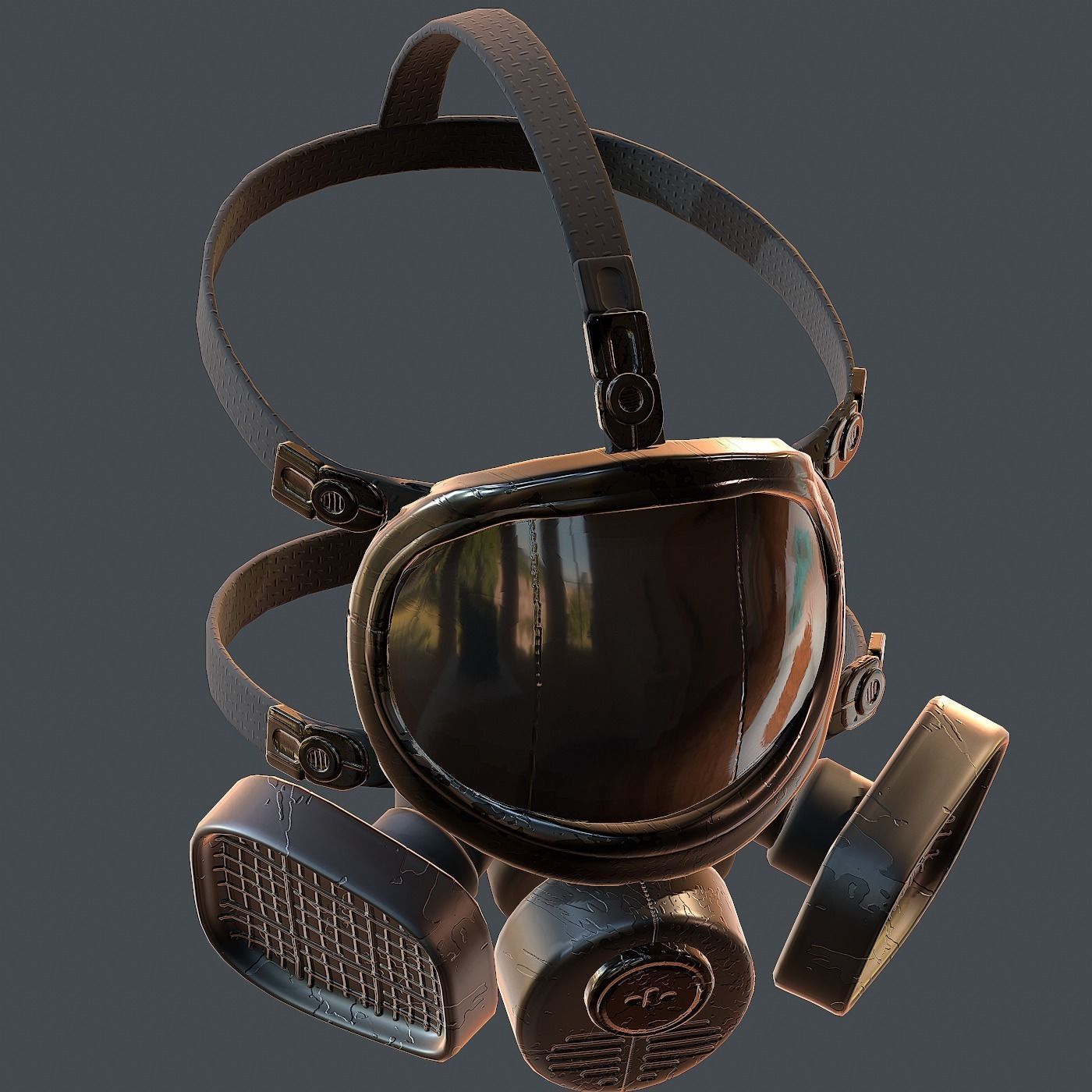 Gas mask helmet 3d model scifi Low-poly Low-poly 3D model_9