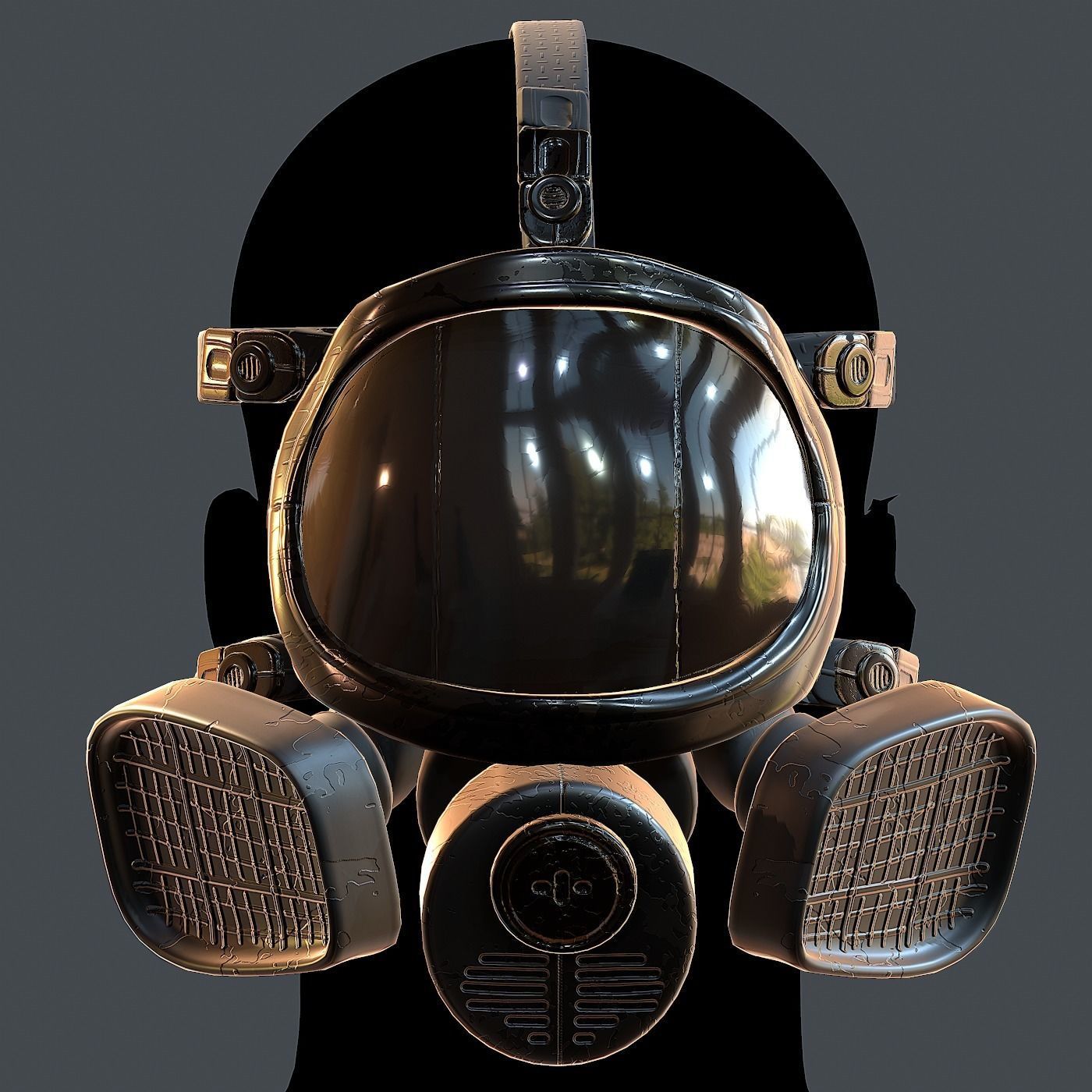 Gas mask helmet 3d model scifi Low-poly Low-poly 3D model_3