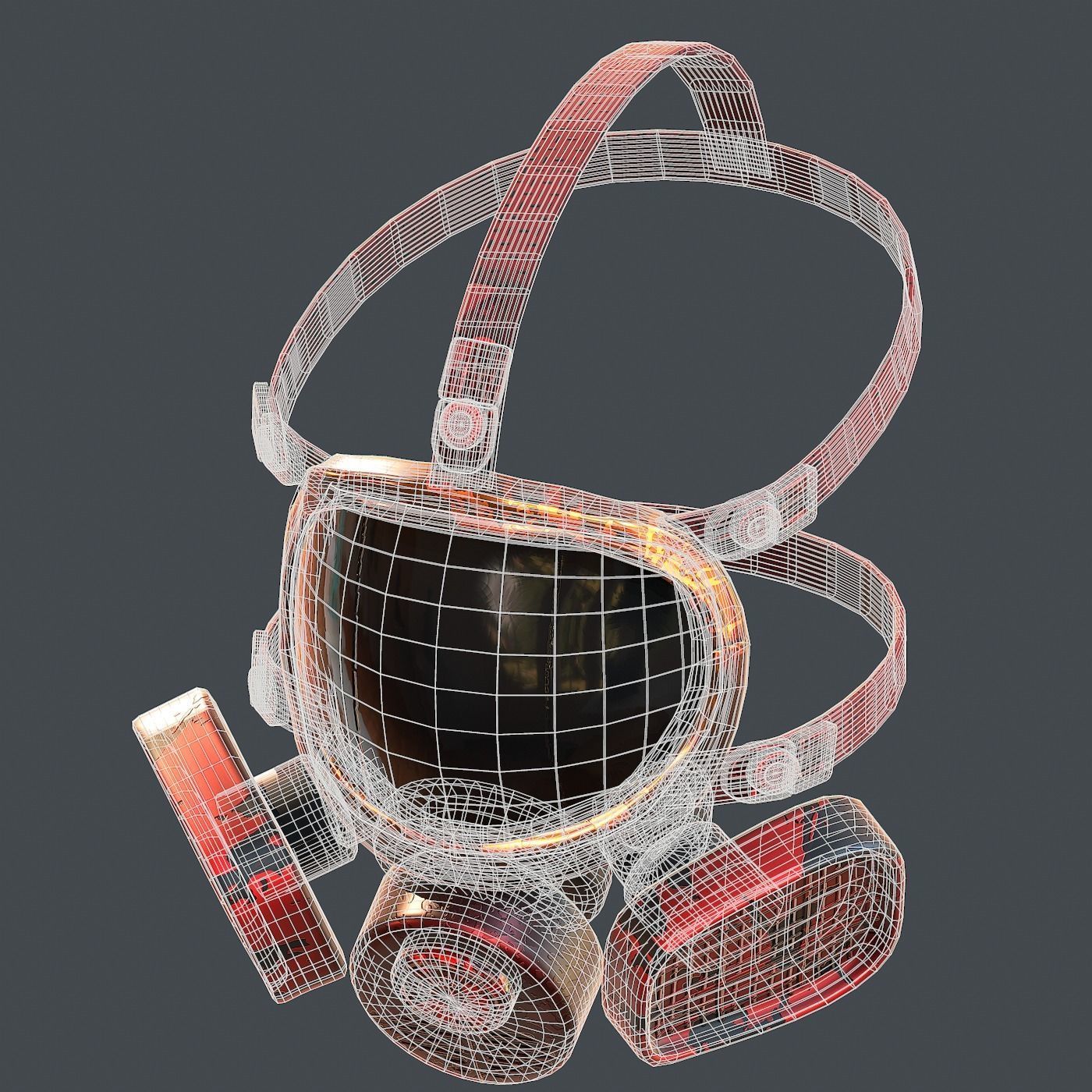 Gas mask helmet 3d model scifi Low-poly Low-poly 3D model_10