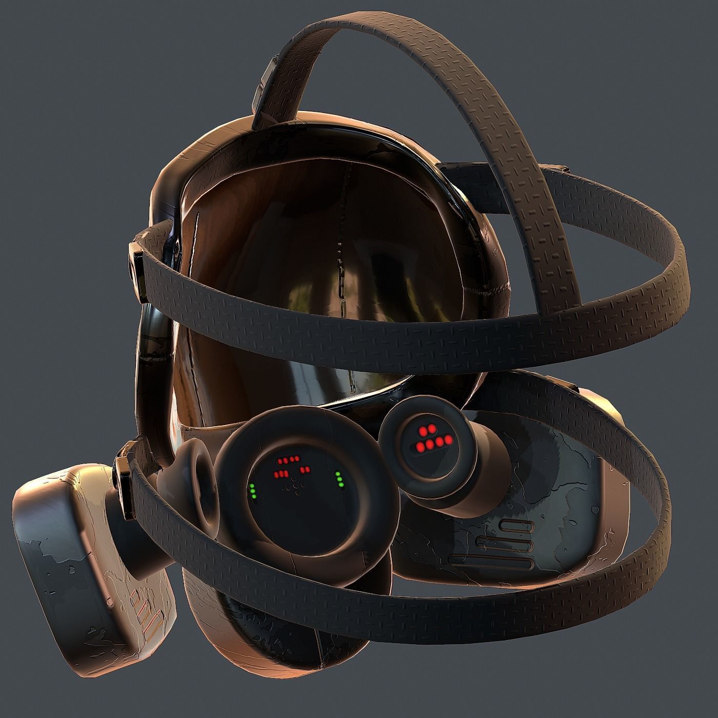 Gas mask helmet 3d model scifi Low-poly Low-poly 3D model_6