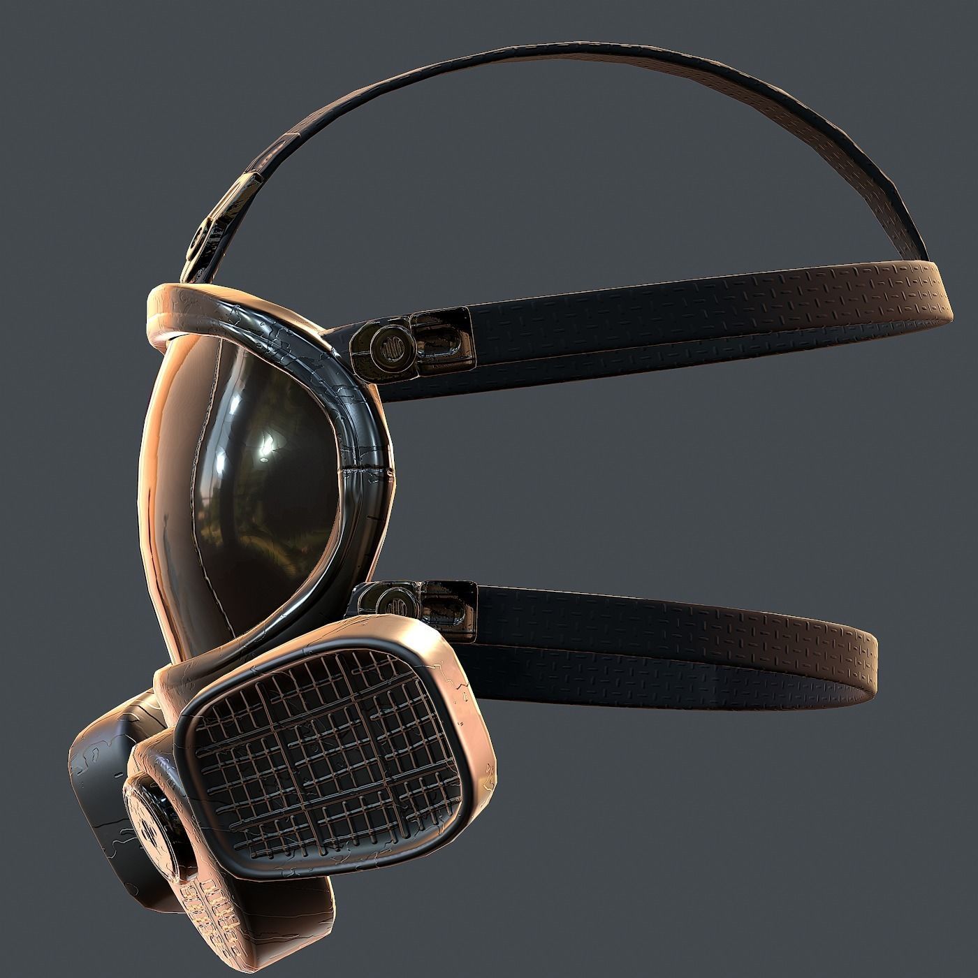 Gas mask helmet 3d model scifi Low-poly Low-poly 3D model_5